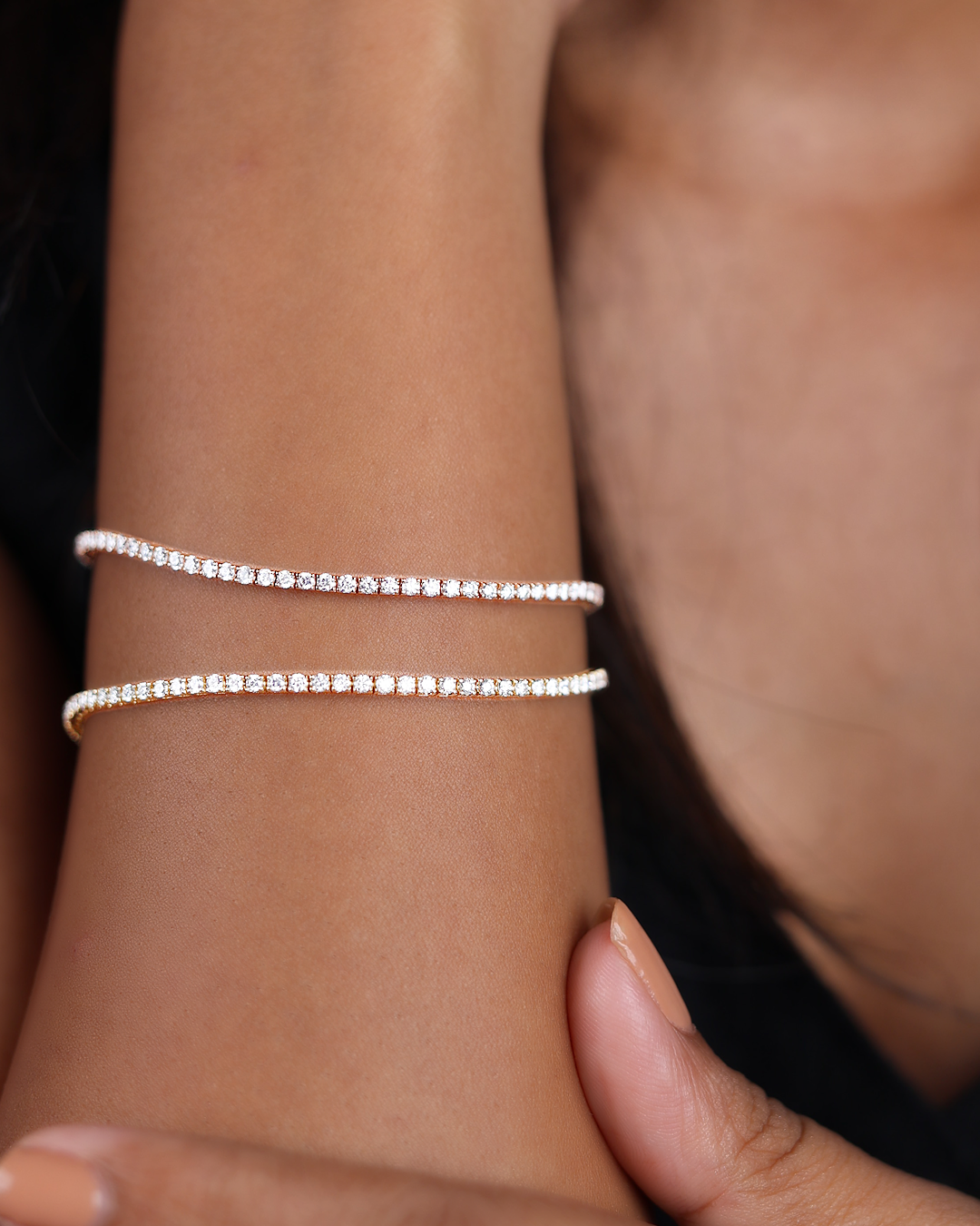 Twin Diamond Tennis Bracelet Stack - view 1