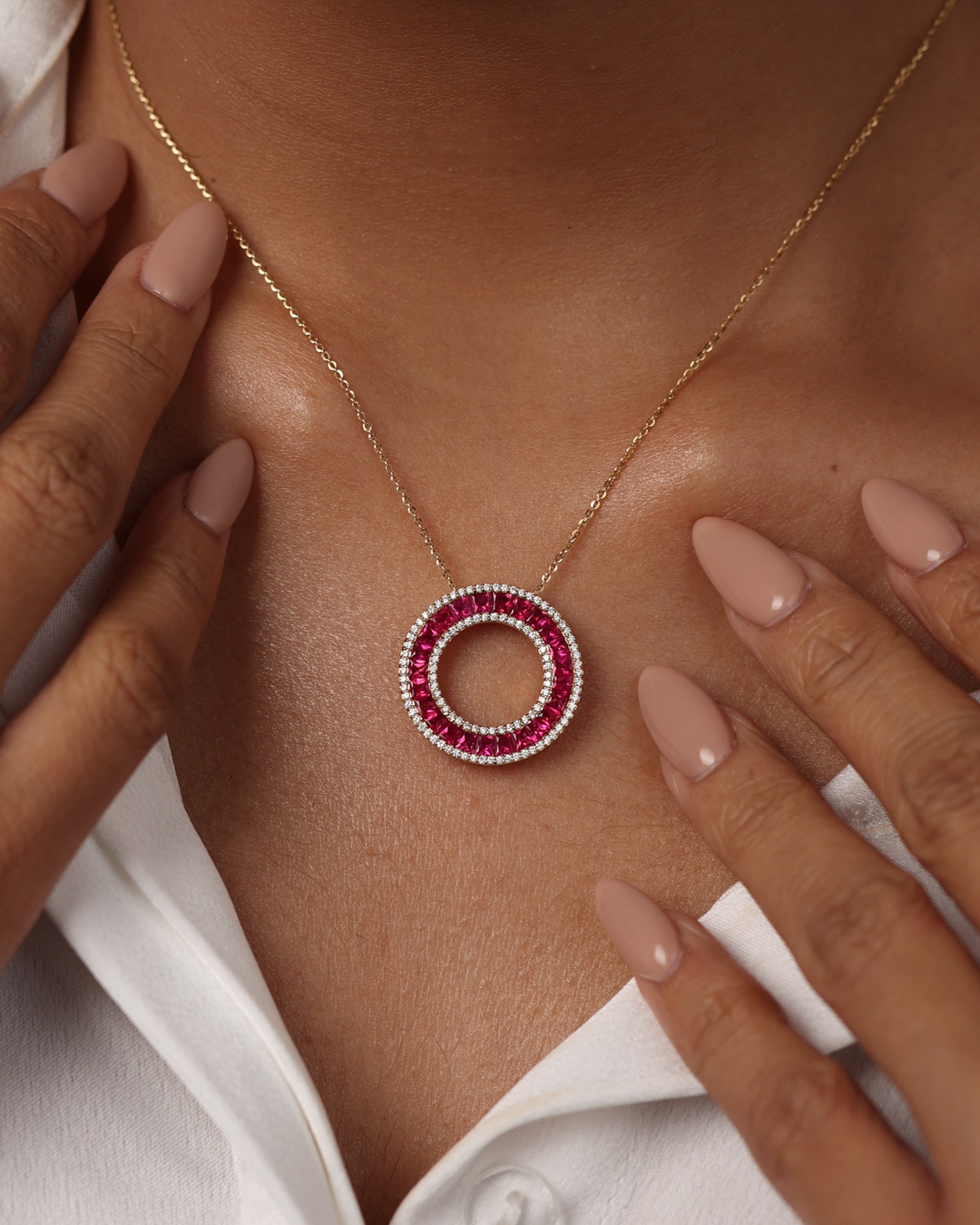 Ruby & Diamond Medallion Pendant - view 1