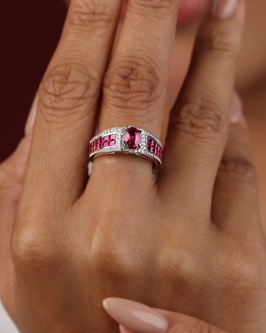 Ruby Mosaic Wide Band Ring - view 1