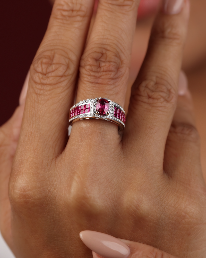 Ruby Mosaic Wide Band Ring