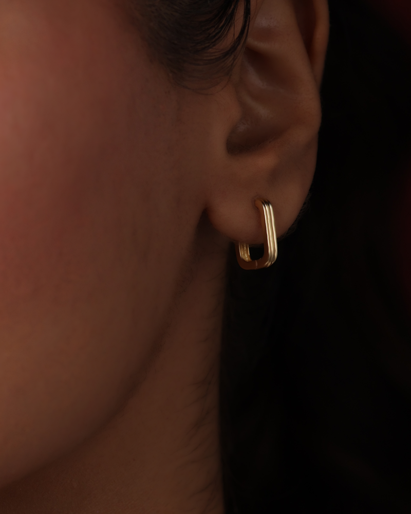 Geometric Rectangular Gold Hoops
