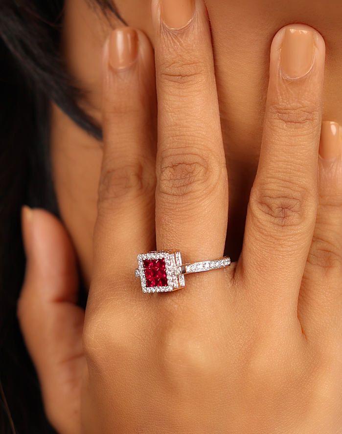 Reversible Ruby & Sapphire Swivel Ring