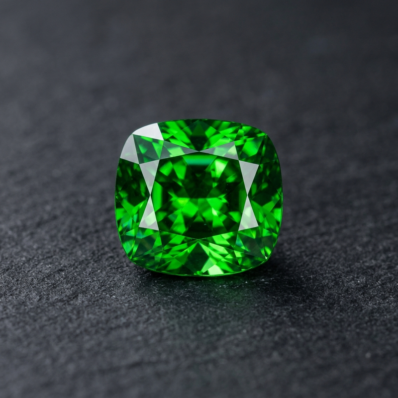 Vivid Green Tsavorite Garnet - 3.80ct Cushion Brilliant