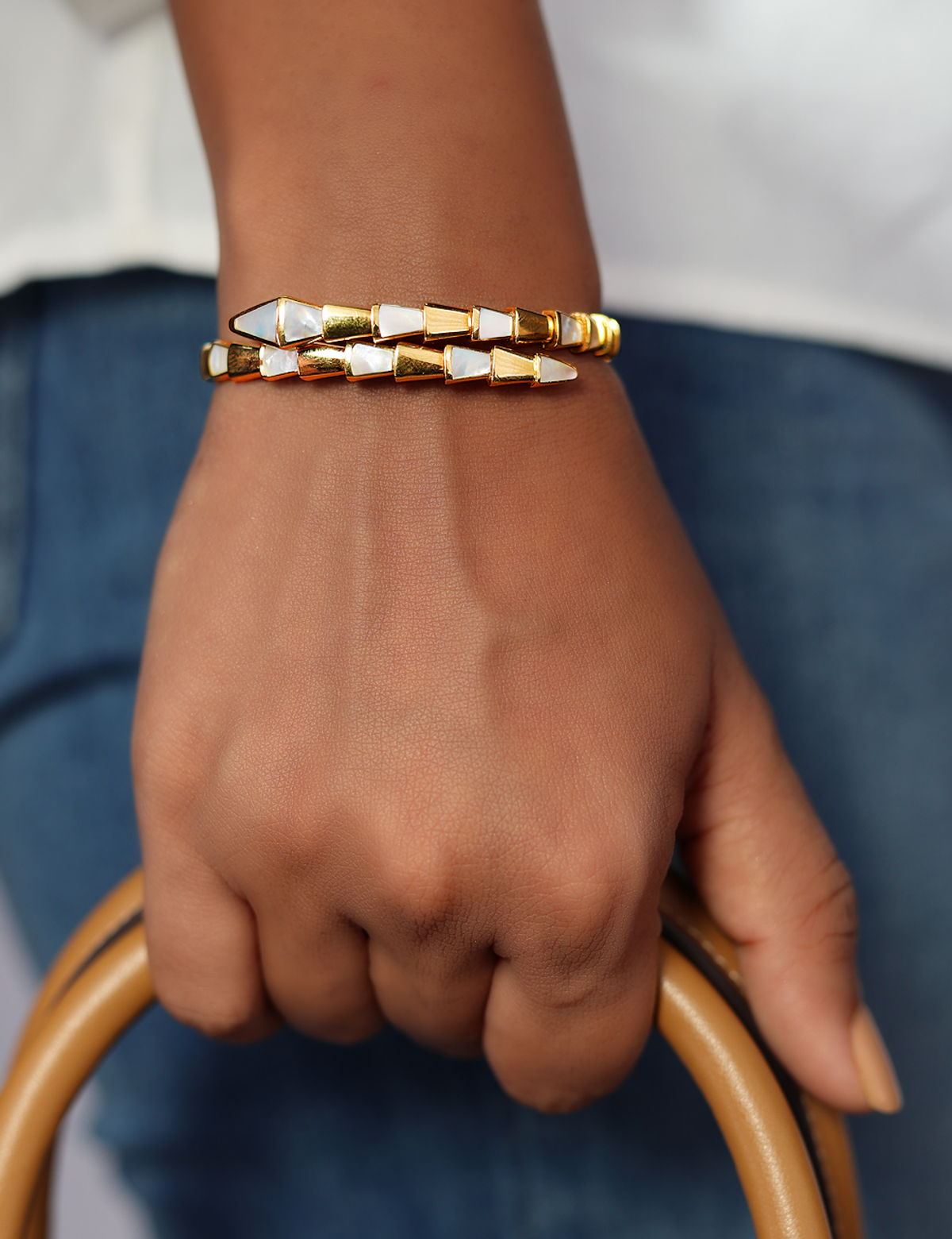 Geometric Contoured Gold Bangle - view 1