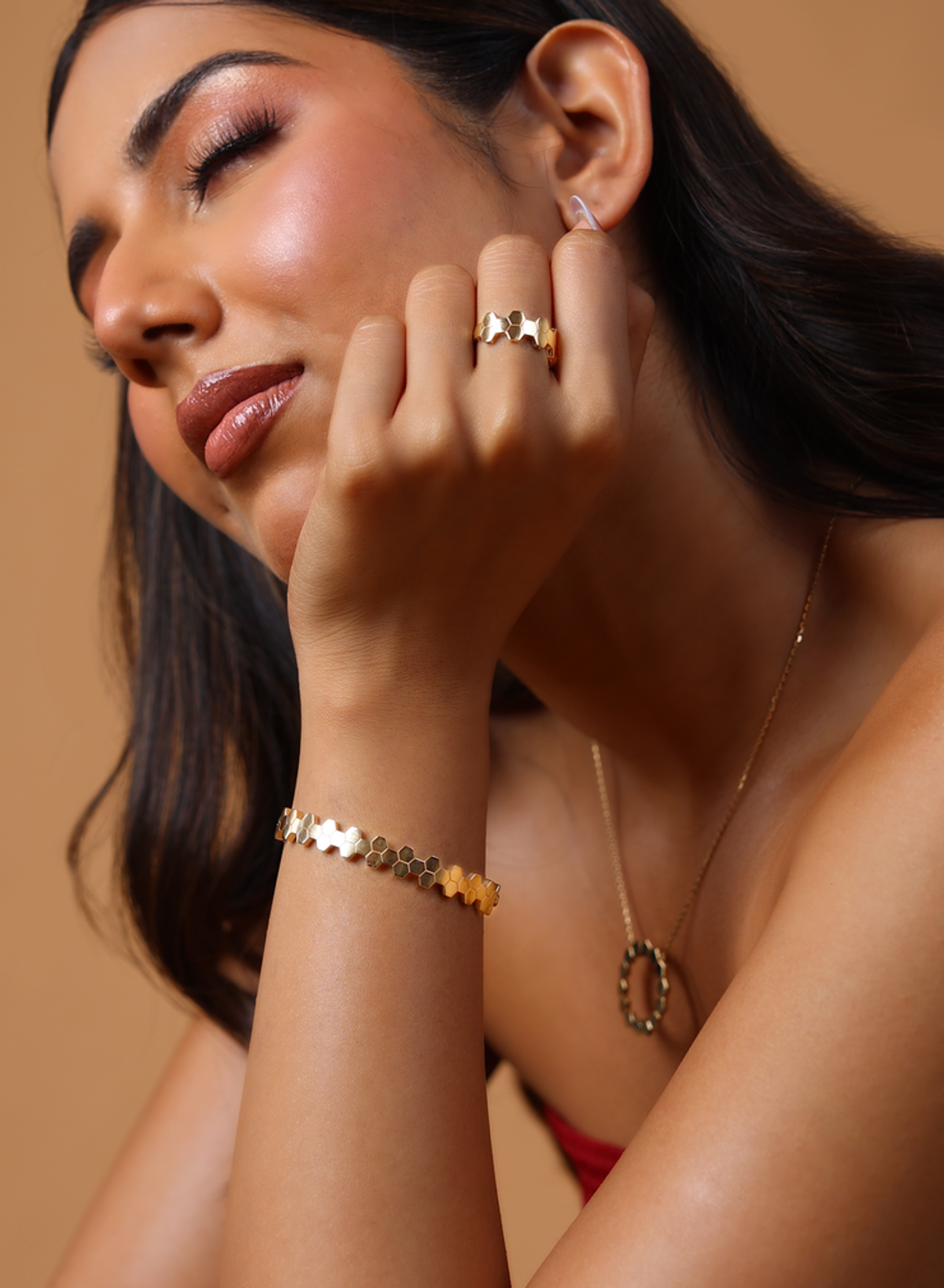 Honeycomb 18K Gold Trio Suite - view 1
