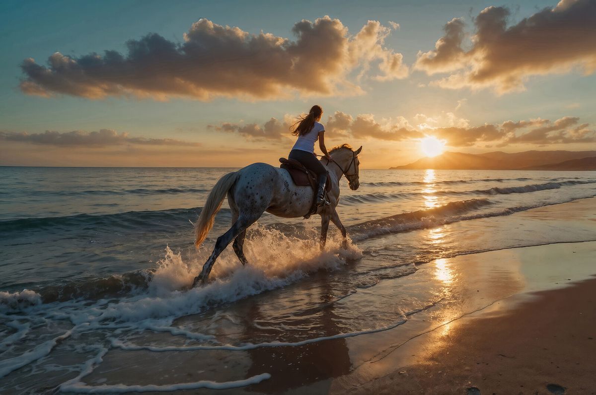Horseback riding on Long Beach, Ulcinj