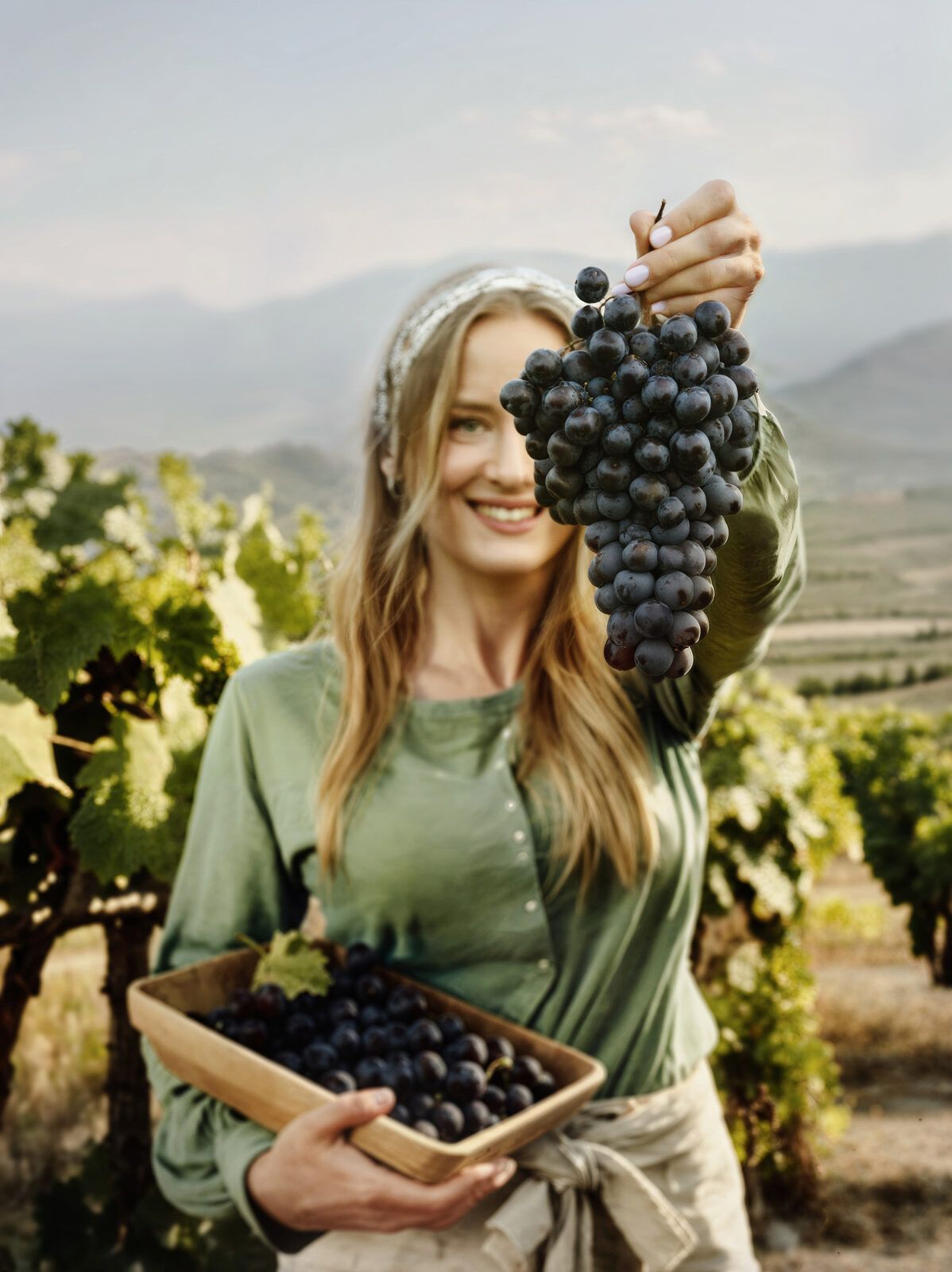 Grape harvest in a Montenegrin vineyard
