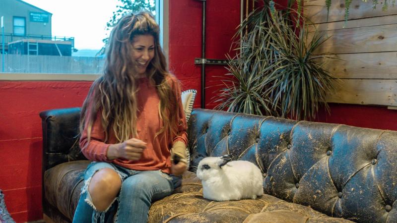 Angela and her bunny