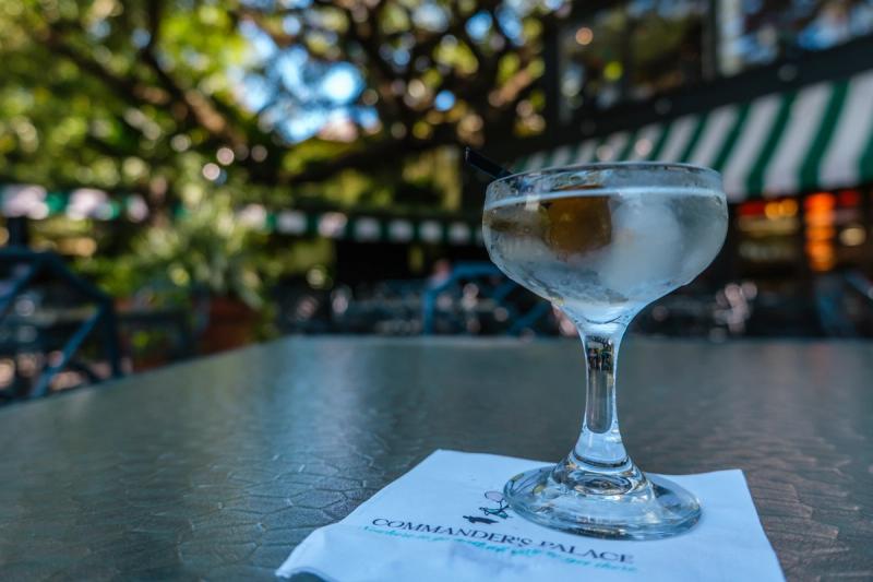 cocktail in commanders palace courtyard