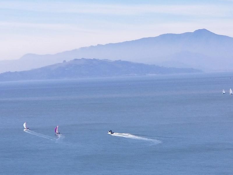 29'er heading out. View from Richmond Point hills.