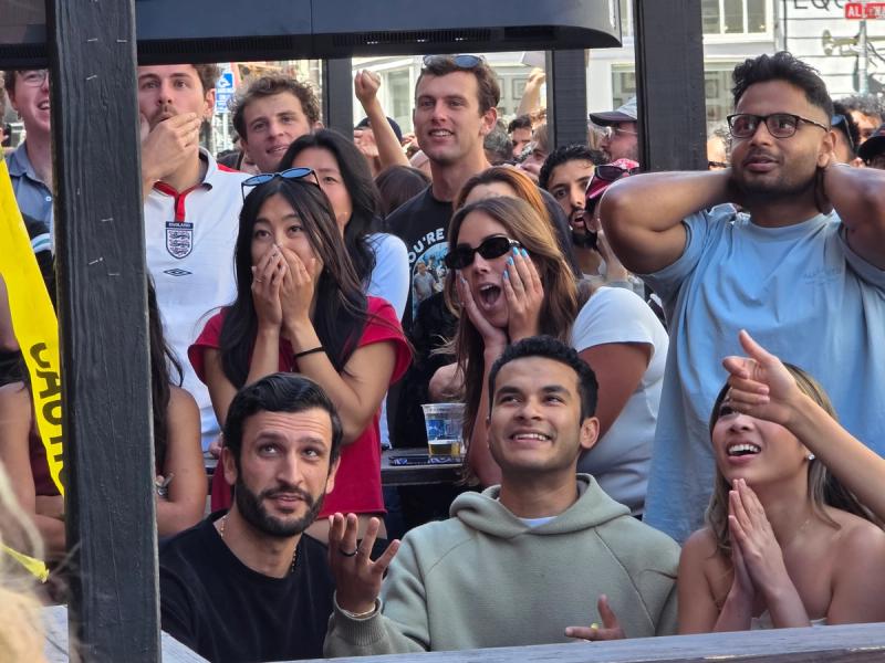 Soccer fans in North Beach
