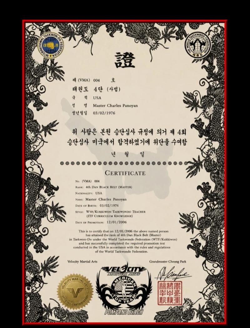 Kukkiwon 4th Dan Master — 2006