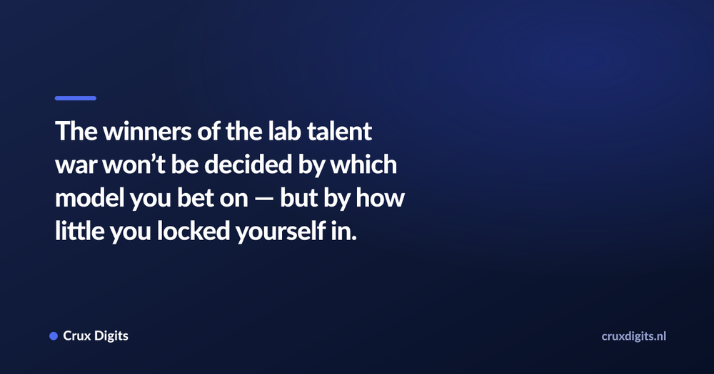 Pull quote: The winners of the lab talent war won’t be decided by which model you bet on — but by how little you locked yourself in. — Crux Digits