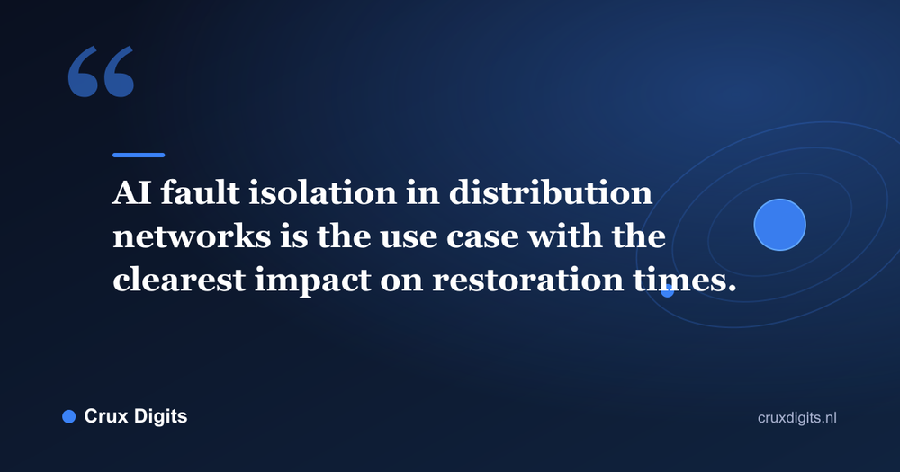 Pull quote: AI fault isolation in distribution networks is the use case with the clearest impact on restoration times. - Crux Digits