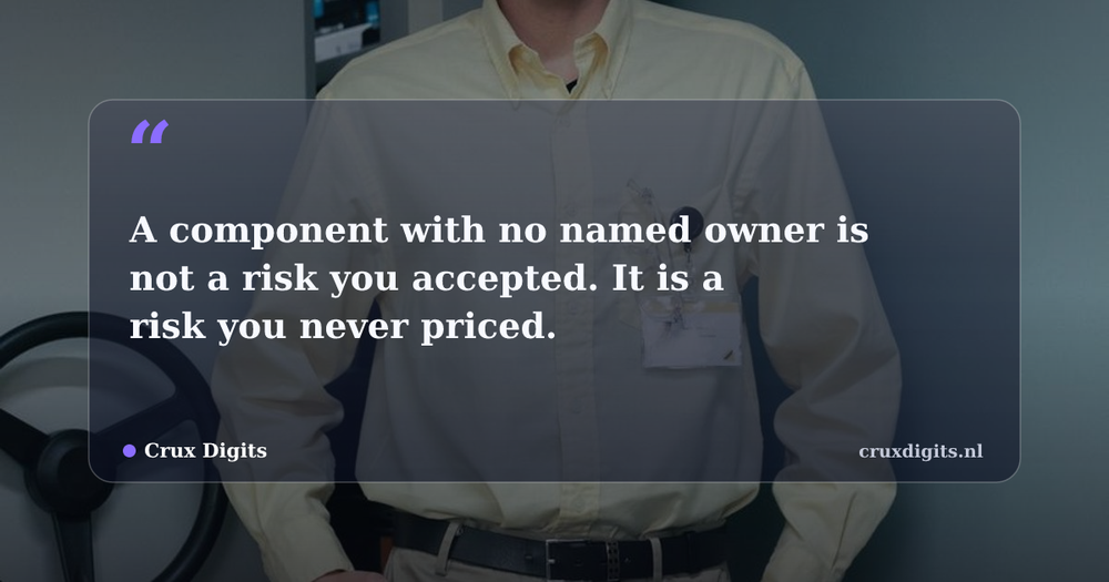 Pull quote from Crux Digits: A component with no named owner is not a risk you accepted. It is a risk you never priced.