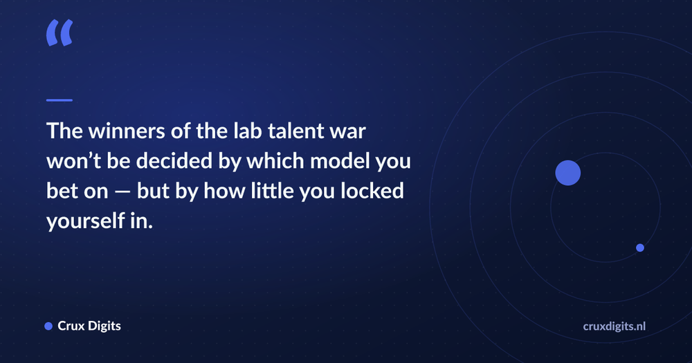 Pull quote: The winners of the lab talent war won’t be decided by which model you bet on — but by how little you locked yourself in. — Crux Digits