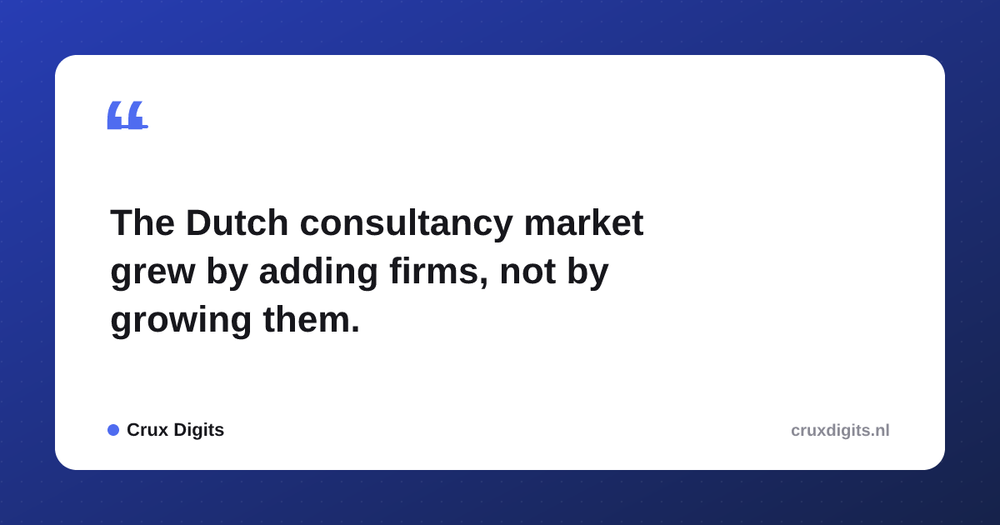 Pull quote from Crux Digits: The Dutch consultancy market grew by adding firms, not by growing them.