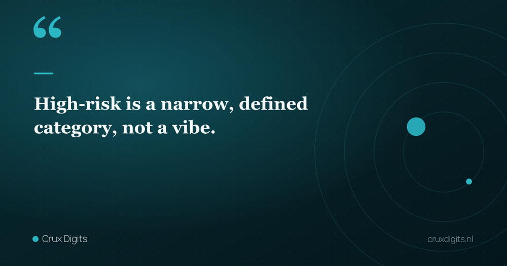 Pull quote: High-risk is a narrow, defined category, not a vibe. — Crux Digits