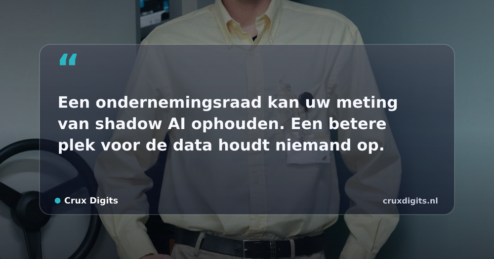 Pull quote from Crux Digits: Een ondernemingsraad kan uw meting van shadow AI ophouden. Een betere plek voor de data houdt niemand op.