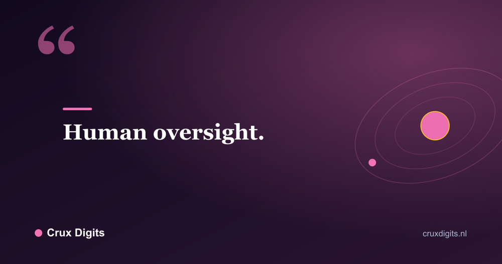 Pull quote: Human oversight. - Crux Digits