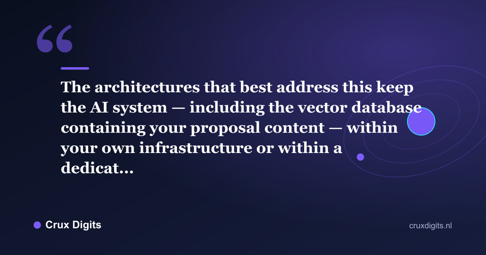 Pull quote: The architectures that best address this keep the AI system — including the vector database containing your proposal content — within your own infrastructure or within a dedicat... - Crux Digits