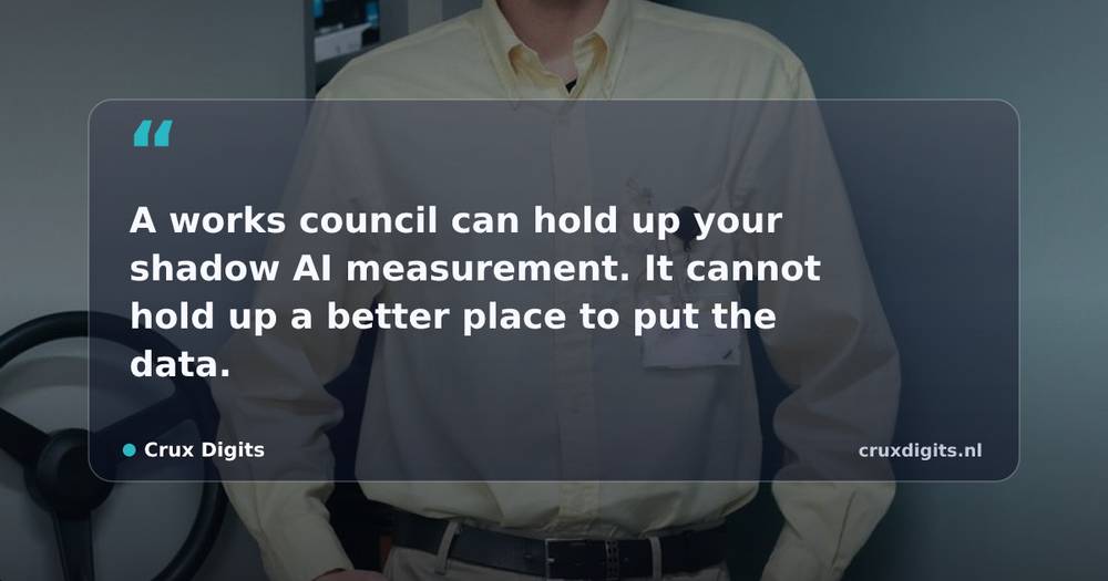 Pull quote from Crux Digits: A works council can hold up your shadow AI measurement. It cannot hold up a better place to put the data.