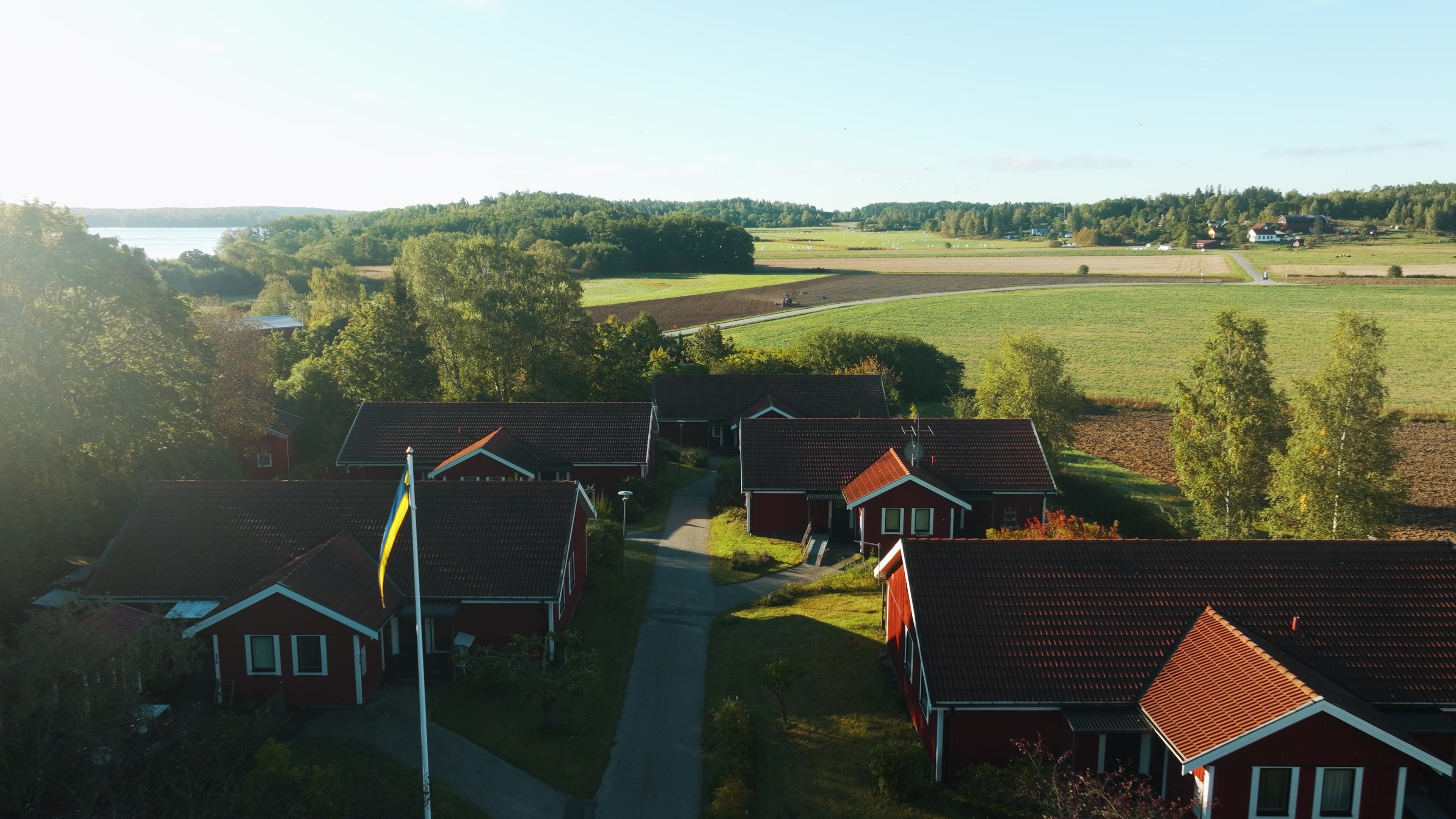 Flygbild över bostadsområdet Hovgårdsvägen.