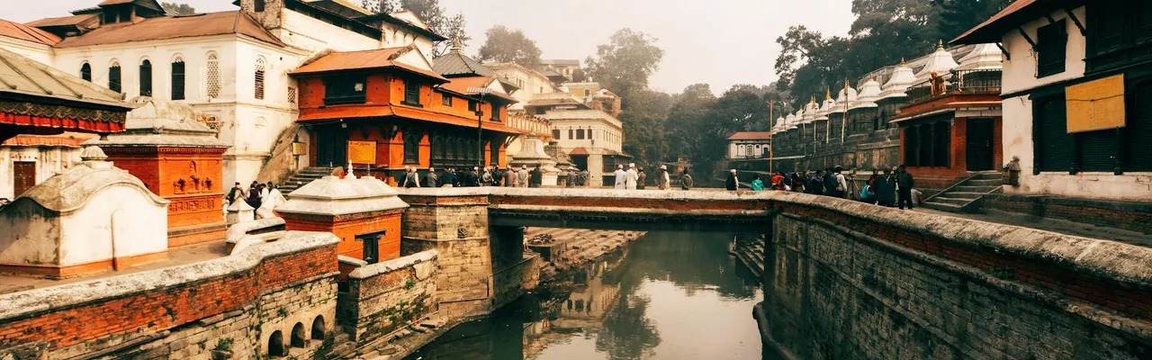 Stunning view of the Pashupatinath Temple and Bagmati River in Kathmandu, a UNESCO World Heritage Site.