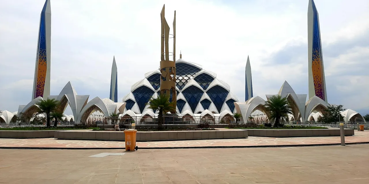 Stunning view of the modern Grand Mosque in Bandung, West Java, Indonesia.