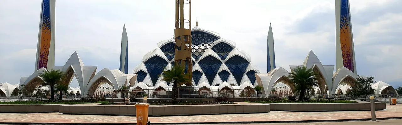 Stunning view of the modern Grand Mosque in Bandung, West Java, Indonesia.