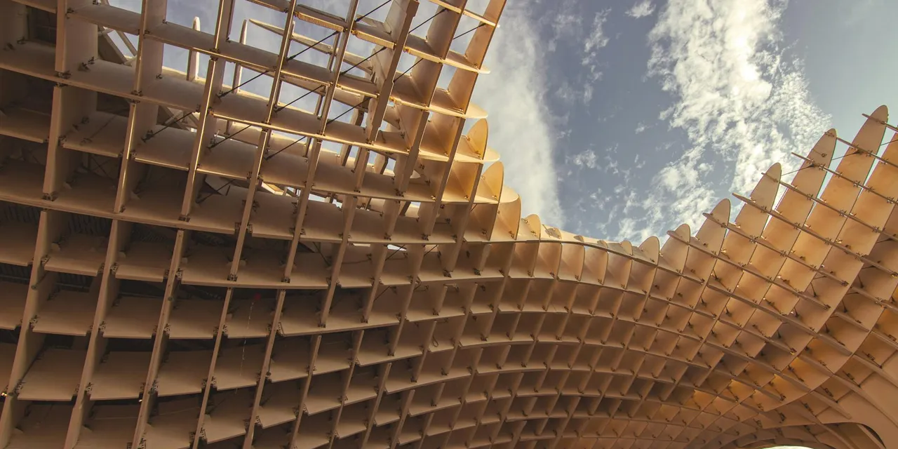 Stunning view of the Metropol Parasol in Seville, showcasing modern architectural design against a blue sky.