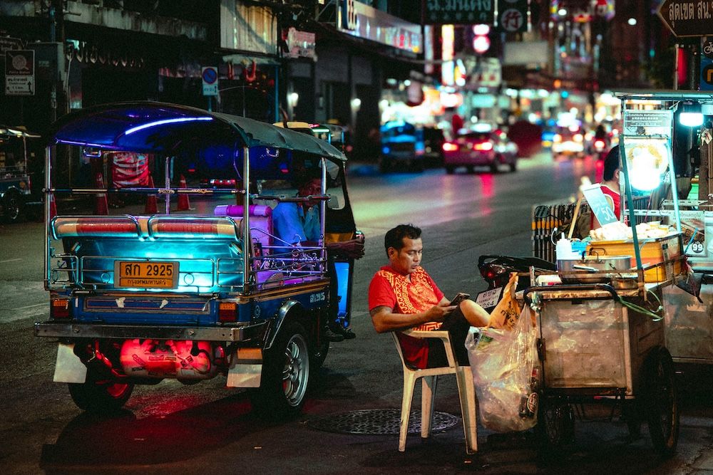 Tuk tuk scene in Bangkok, Thailand 