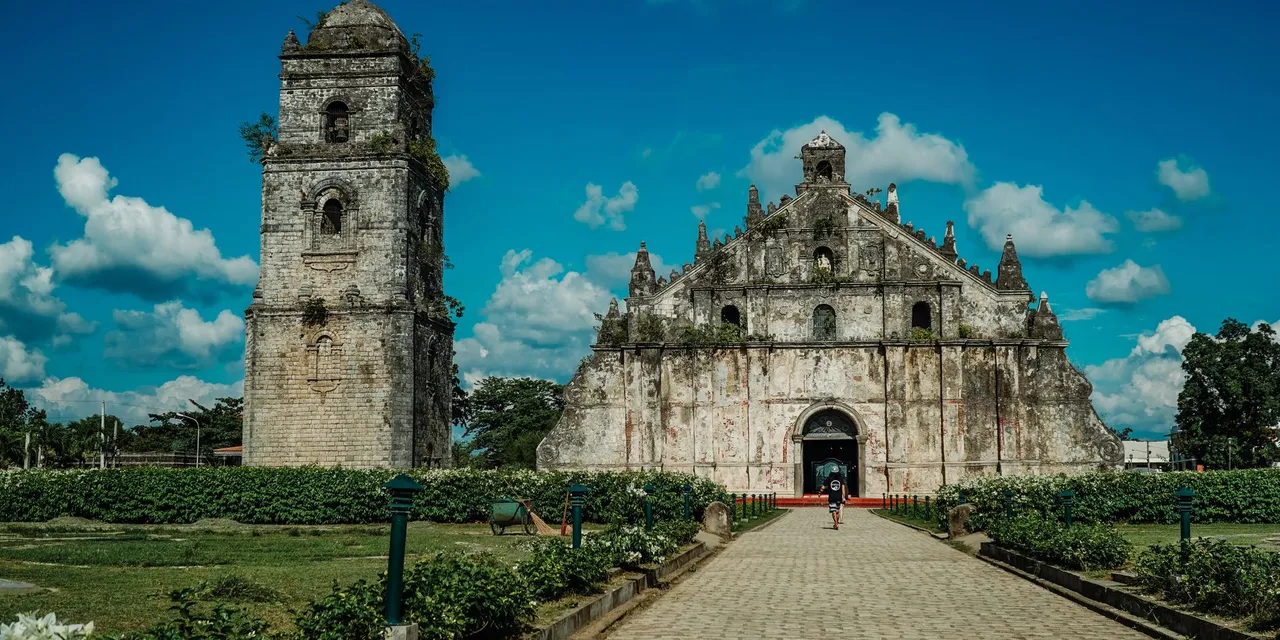 Stunning view of the historic Paoay Church, a UNESCO World Heritage Site in the Philippines.