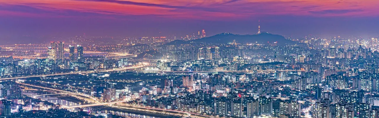 A breathtaking view of the illuminated Seoul skyline at dusk showcasing its urban beauty.
