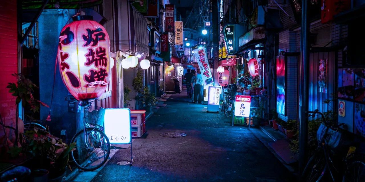 Explore a neon-lit Tokyo alleyway bustling with nightlife, vibrant colors, and cultural charm.