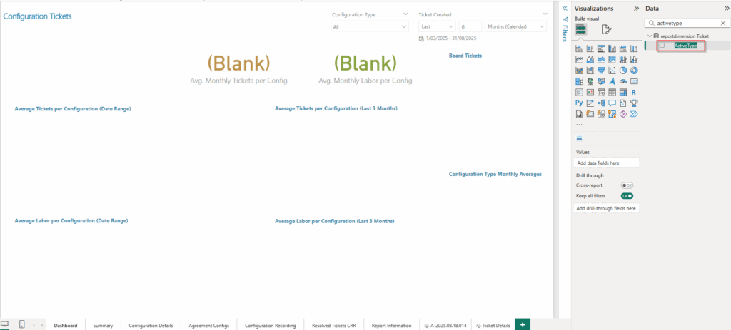 Configuration Tickets Report | Ticket Type added to data model