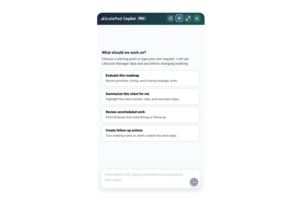 ScalePad Copilot promps