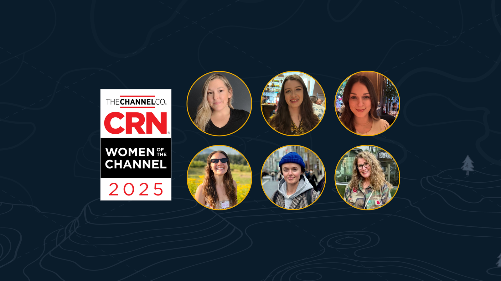 Headshots of all six of ScalePad's CRN Women of the Channel next to the CRN award logo.