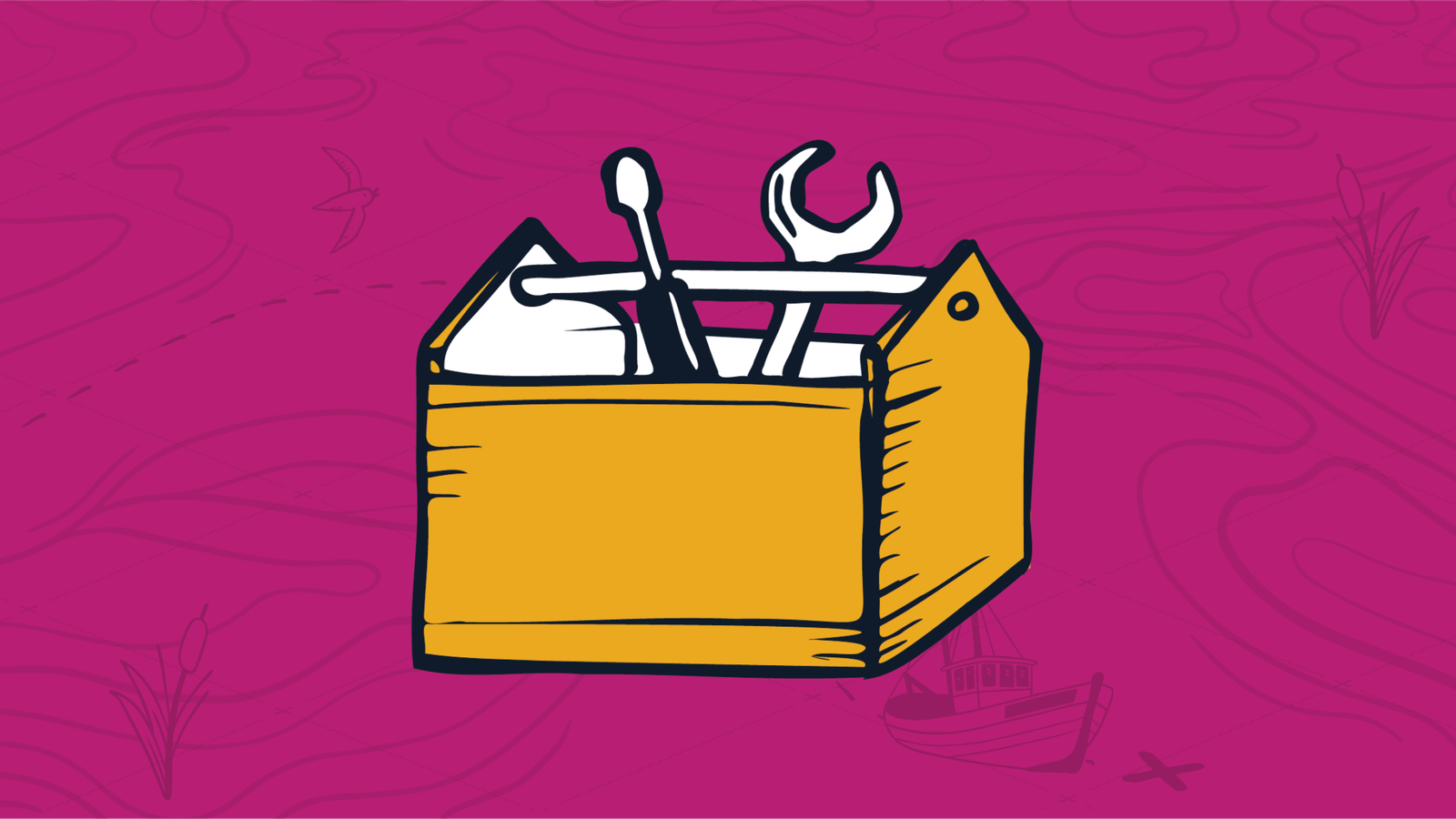 Yellow toolbox containing a wrench and a slotted screwdriver, representing a box of Sales Operations tools for a MSP.