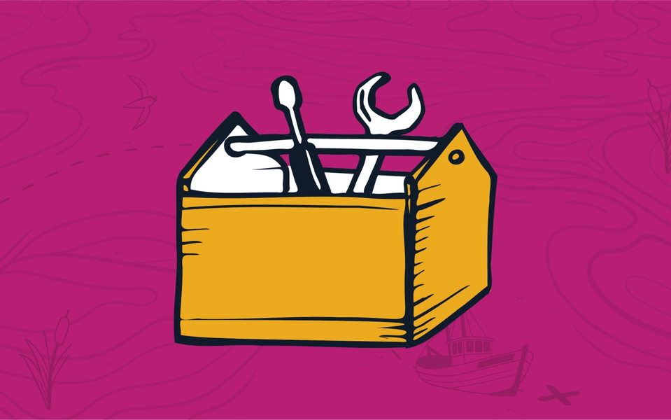 Yellow toolbox containing a wrench and a slotted screwdriver, representing a box of Sales Operations tools for a MSP.