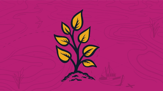 Growing plant with seven yellow leaves representing nurturing improved relationships with clients of an MSP.