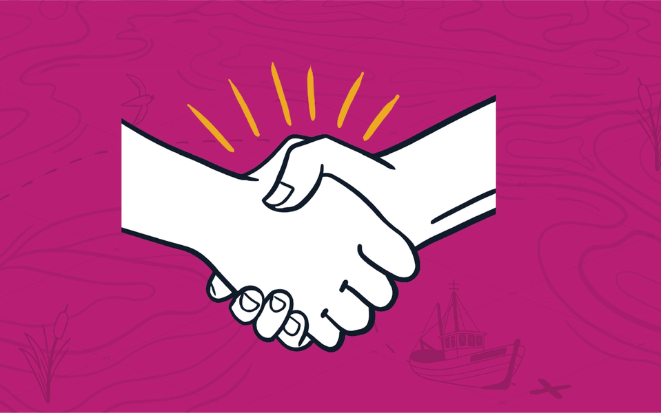 Handshake showing just two hands from the wrists, representing relationship-building with an MSP's B2B clients.