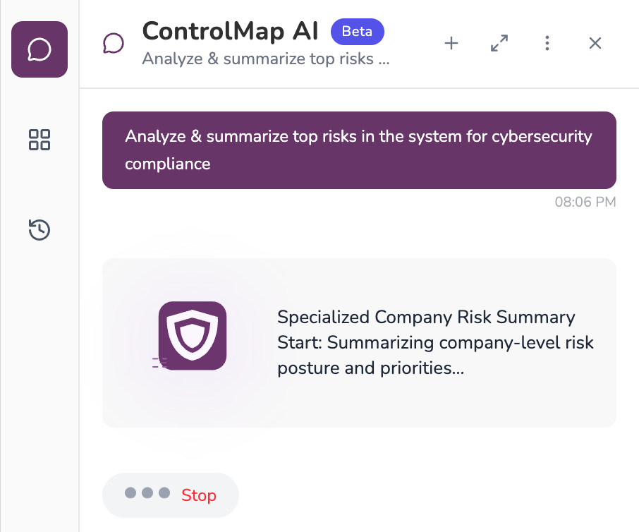 ControlMap AI assistant panel inside ControlMap