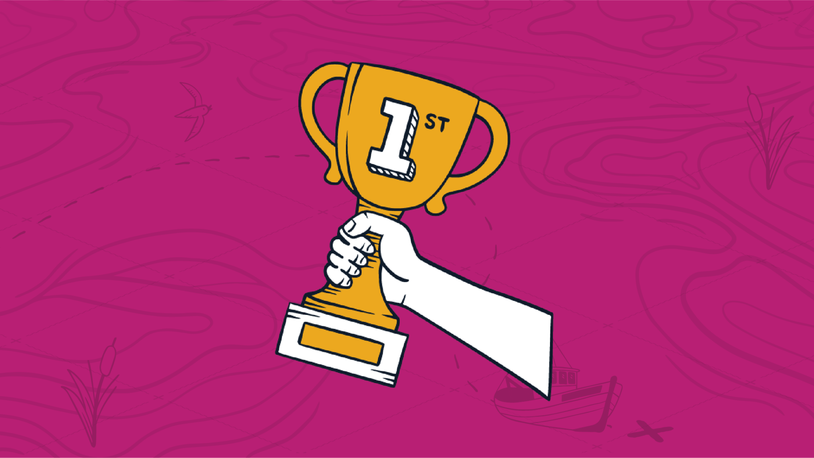 A hand holding a golden first-place trophy representing an MSP's winning line of questions to customers.