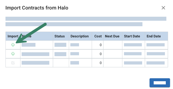 Hit the green download icon to import each contract as desired.
