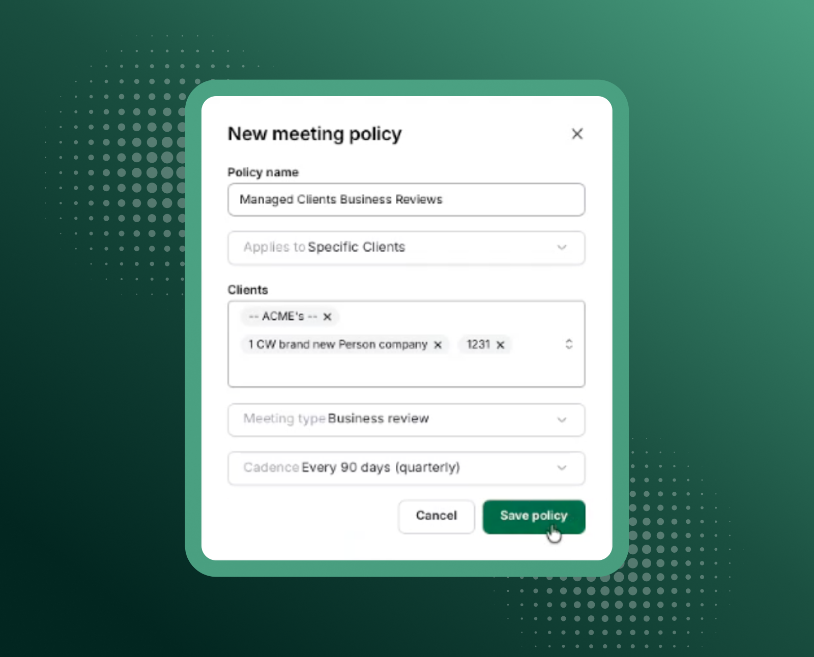 Meeting policy