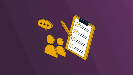 Illustration of two character icons beside a checklist