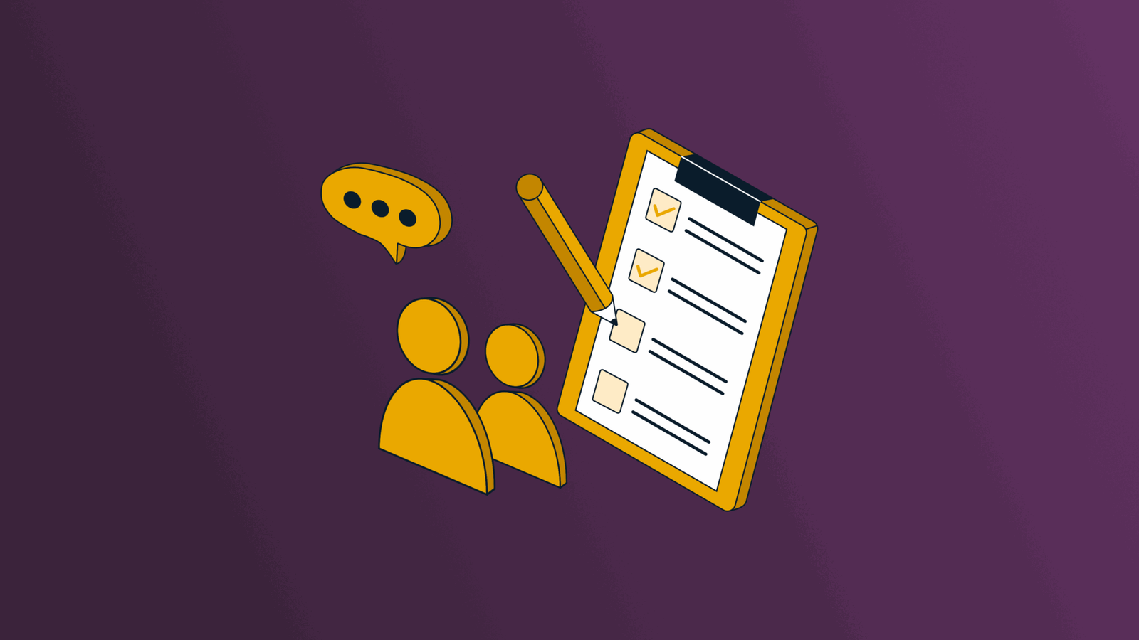 Illustration of two character icons beside a checklist