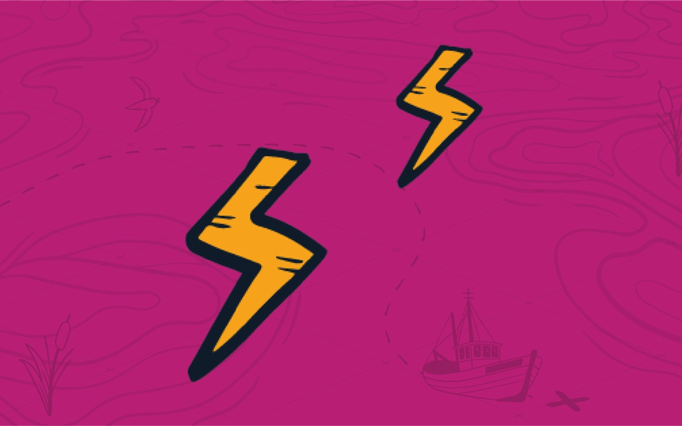 Two cartoon lightning bolts that represent how one can have a lightning-fast quote-to-cash process for MSPs with Quoter.