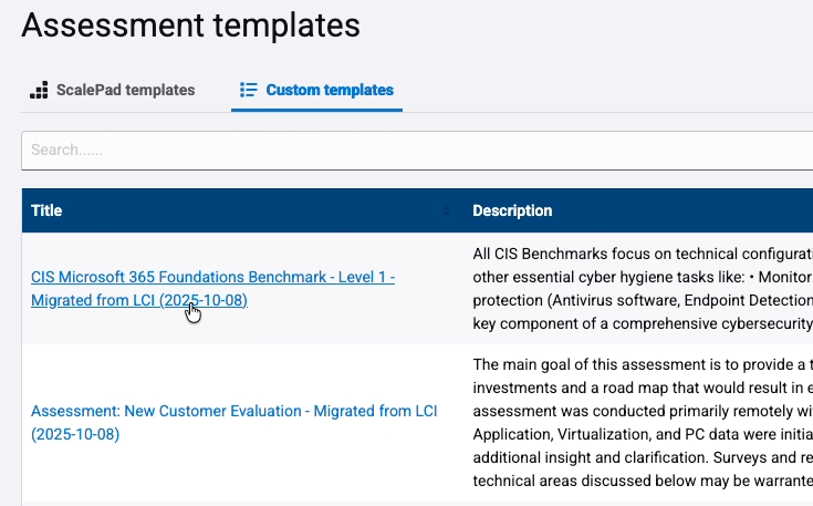 lifecycle manager x assessment templates